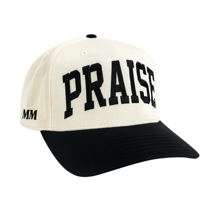 Hat with 'PRAISE' and 'MM' text 